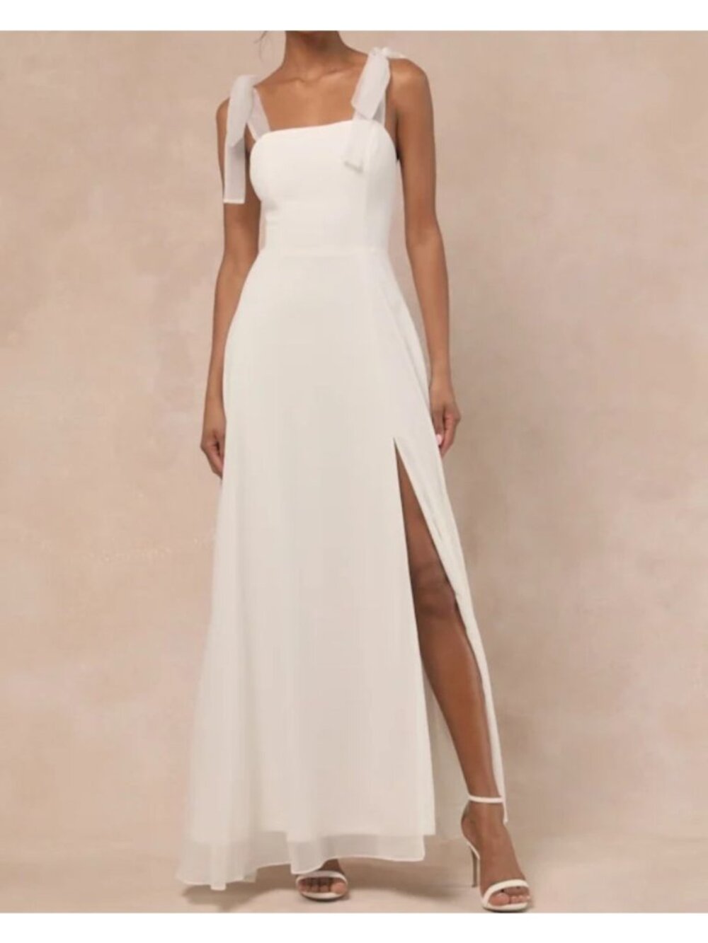 Lulus Radiant Romance White Tie-Strap Maxi Dress XL Elegant Bridal Gown